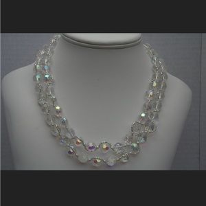 Handcrafted Double strand aurora borealis crystal necklace